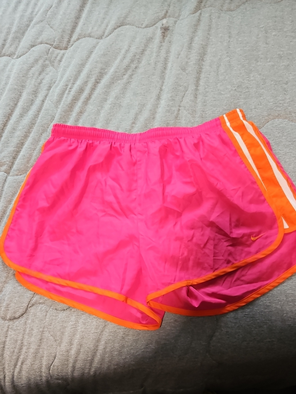 Nike Women's Hot Pink Athletic Shorts with Orange Trim